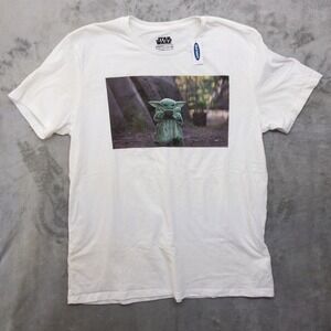 Old Navy Star Wars T-Shirt Mens XL White Baby Yoda Meme Graphic Tee New